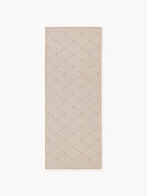 In- & outdoor loper Milano met grafisch patroon, Bovenzijde: 70% gerecycled polypropyl, Beige, wit, B 80 x L 200 cm