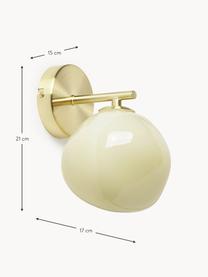 Wandleuchte Josie aus Opalglas, Lampenschirm: Opalglas, Cremeweiß, Goldfarben, Ø 15 x H 21 cm