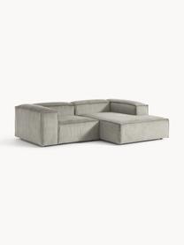 Modulares Ecksofa Lennon aus Cord, Bezug: Cord (92 % Polyester, 8 %, Gestell: Massives Kiefernholz, Spe, Cord Grau, B 238 x T 180 cm, Eckteil links