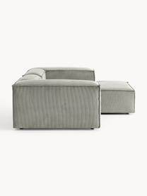 Modulares Ecksofa Lennon aus Cord, Bezug: Cord (92 % Polyester, 8 %, Gestell: Massives Kiefernholz, Spe, Füße: Kunststoff Dieses Produkt, Cord Grau, B 238 x T 180 cm, Eckteil links