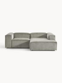 Modulares Ecksofa Lennon aus Cord, Bezug: Cord (92 % Polyester, 8 %, Gestell: Massives Kiefernholz, Spe, Füße: Kunststoff Dieses Produkt, Cord Grau, B 238 x T 180 cm, Eckteil rechts