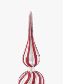 Adorno punta árbol de Navidad Swirly, Vidrio, Rojo, plateado, Ø 8 x Al 13 cm