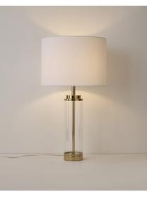 Lámpara de mesa grande Gabor, estilo clásico, Pantalla: tela, Cable: plástico, Blanco, dorado, Ø 35 x Al 64 cm