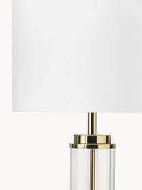 Grosse Glam-Tischlampe Gabor mit Glasfuss, Lampenschirm: Textil, Weiss, Goldfarben, Ø 35 x H 64 cm