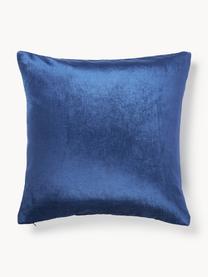 Housse de coussin en velours avec broderie de sapin Isadora, Bleu roi, larg. 45 x long. 45 cm