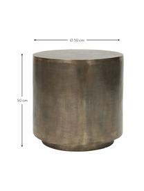 Okrúhly kovový pomocný stolík s patinou Rota, Potiahnutý hliník, MDF-doska strednej hustoty, Mosadzné odtiene, Ø 50 x V 50 cm