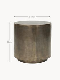 Ronde metalen bijzettafel Rota met antieke afwerking, Aluminium, gecoat, vezelplaat met MDF, Greige, goudkleurig, Ø 50 x H 50 cm