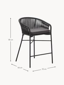 Tabourets de bar de jardin Yanet, 2 pièces, Tissu anthracite, noir, larg. 55 x haut. 85 cm