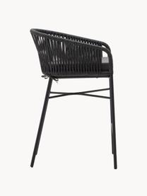 Ogrodowe krzesło barowe Yanet, 2 szt., Tapicerka: 100% poliester, Stelaż: metal ocynkowany, Ciemnoszara tkanina, czarny, S 55 x W 85 cm