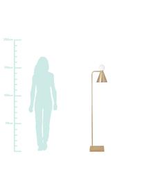 Lámpara de lectura Ludo, Pantalla: metal, latón, Latón cepillado, blanco, An 18 x Al 156 cm
