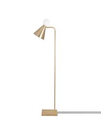 Leeslamp Ludo met lichtgevende glazen decoratie, Lampenkap: vermessingd metaal, Lampvoet: vermessingd metaal, Geborsteld messingkleurig, wit, 18 x 156 cm