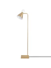 Leeslamp Ludo met lichtgevende glazen decoratie, Lampenkap: vermessingd metaal, Lampvoet: vermessingd metaal, Geborsteld messingkleurig, wit, 18 x 156 cm