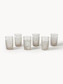 Set de vasos artesanales con relieves Hobnail, 6 uds., Vidrio, Greige, Ø 7 x Al 11 cm, 200 ml