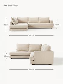 Sofa narożna Tribeca, Tapicerka: 100% poliester Dzięki tka, Stelaż: lite drewno sosnowe z cer, Nogi: lite drewno sosnowe z cer, Beżowa tkanina, S 274 x G 192 cm, prawostronna