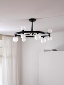 Lampada da soffitto Aglaia, Struttura: metallo rivestito, Paralume: vetro, Nero, bianco, Ø 86 x Alt. 50 cm