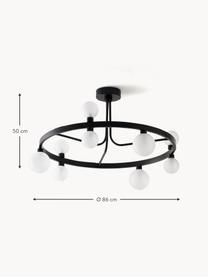 Lampada da soffitto Aglaia, Struttura: metallo rivestito, Paralume: vetro, Nero, bianco, Ø 86 x Alt. 50 cm