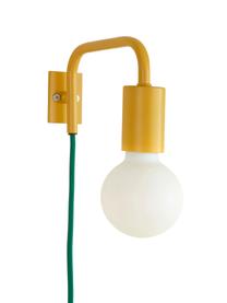 Nástěnné svítidlo se zeleným kabelem Cascais, Žlutá, Š 20 cm, V 12 cm