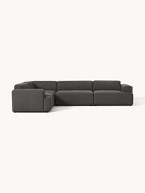 Großes Ecksofa Melva (4-Sitzer), Bezug: 100 % Polyester Der strap, Gestell: Massives Kiefern- und Fic, Füße: Kunststoff Dieses Produkt, Webstoff Anthrazit, B 339 x T 220 cm, Eckteil links