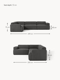 Grosses Ecksofa Melva (4-Sitzer), Bezug: 100 % Polyester Der strap, Gestell: Massives Kiefern- und Fic, Webstoff Anthrazit, B 339 x T 220 cm, Eckteil links