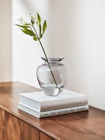 Ručne fúkaná sklenená váza Milia, Sivá, priehľadná