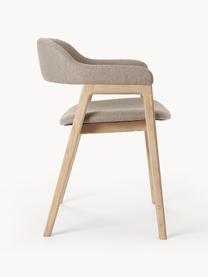 Houten armstoel Santiano met vulling, Bekleding: 100% polyester Met 40.000, Frame: multiplex, Poten: eikenhout, massief, Geweven stof beige, B 58 x D 58 cm