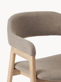 Silla con reposabrazos de madera Santiano, Tapizado: 100% poliéster Alta resis, Estructura: madera contrachapada, Patas: madera de roble maciza, Tejido beige, An 58 x F 58 cm