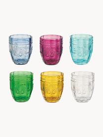 Vasos con relive Syrah, 6 uds., Vidrio, Multicolor, Ø 8 x Al 10 cm, 235 ml