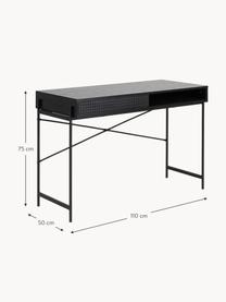 Schmaler Schreibtisch Angus mit Stauraum, Tischplatte: Mitteldichte Holzfaserpla, Gestell: Metall, beschichtet, Schwarz, B 110 x T 50 cm