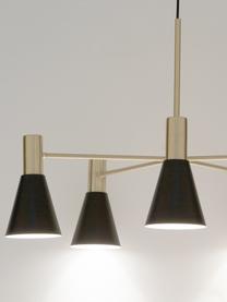 Hanglamp Sia, Lampenkappen: mat zwart. Baldakijn en lampframe: geborsteld messingkleurig, Ø 75 cm