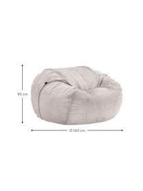 Pouf sacco XL in velluto a coste Velours, Rivestimento: 88% nylon, 12% poliestere, Tessuto grigio, Ø 140 x Alt. 90 cm