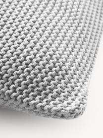 Housse de coussin en tricot de coton bio Adalyn, 100 % coton bio, certifié GOTS, Gris, larg. 40 x long. 40 cm