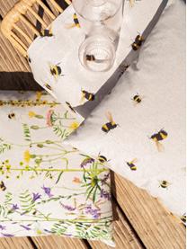 Chemin de table imprimé abeilles Biene, 85 % coton, 15 % lin, Beige, jaune, noir, larg. 40 x long. 145 cm