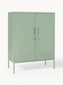 Credenza alta in metallo The Midi, Acciaio verniciato a polvere, Verde salvia, Larg. 85 x Alt. 111 cm