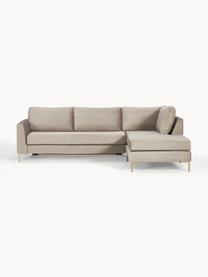 Samt-Schlafsofa Luna (3-Sitzer) mit Matratze, Bezug: Samt (100 % Polyester) De, Gestell: Massives Buchenholz, Schi, Füße: Metall, galvanisiert Dies, Samt Greige, B 270 x T 184 cm, Eckteil links