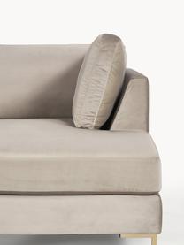 Samt-Schlafsofa Luna (3-Sitzer) mit Matratze, Bezug: Samt (100 % Polyester) De, Gestell: Massives Buchenholz, Schi, Füße: Metall, galvanisiert Dies, Samt Greige, B 270 x T 184 cm, Eckteil links