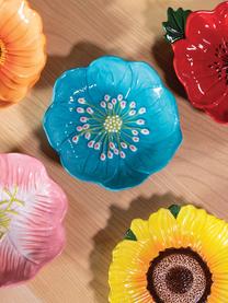 Coupe en forme d'anémone hépatique Flower, Grès cérame, émaillé, Bleu pétrole, forme d'anémone hépatique, Ø 18 x haut. 5 cm
