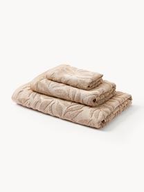 Súprava uterákov z bavlny Leaf, 100 % bavlna
Stredne ťažká gramáž, 470 g/m²
Materiál použitý v tomto výrobku bol testovaný na škodlivé látky a certifikovaný podľa STANDARD 100 by OEKO-TEX®, 3883CIT, CITEVE., Béžová, 3-dielna súprava (uterák na ruky pre hostí, uterák na ruky, osuška)