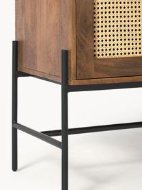 Highboard Vienna mit Wiener Geflecht, Korpus: Massives Mangoholz, Füße: Metall, pulverbeschichtet, Mangoholz, B 100 x H 120 cm