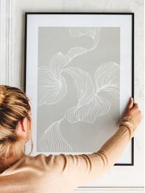 Ingelijste digitale print Outline Curves, Lijst: hout, MDF, Grijs, wit, zwart, B 32 x H 42 cm