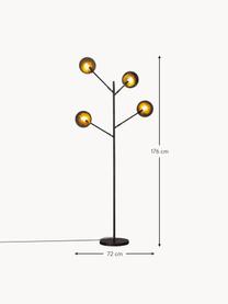 Große Stehlampe Turno mit Diffusorscheiben, Schwarz, H 176 cm