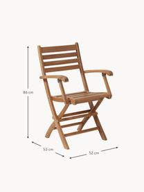 Inklapbaar tuin armstoel York van teakhout, Teakhout, gepolijst, Teak, B 52 x D 53 cm