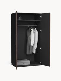 Modularer Drehtürenschrank Simone, 100 cm Breite, mehrere Varianten, Korpus: Spanplatte, melaminbeschi, Walnussholz-Optik, Schwarz, Basic Interior, B 100 x H 200 cm