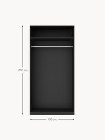 Modularer Drehtürenschrank Simone, 100 cm Breite, mehrere Varianten, Korpus: Spanplatte, melaminbeschi, Walnussholz-Optik, Schwarz, Basic Interior, B 100 x H 200 cm