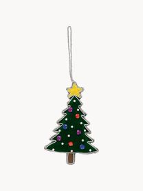 Baumanhänger Christmas Tree aus Samt, 60 % Samt (Polyester), 25 % Schaumstoff, 15 % Kunststoffperlen, Dunkelgrün, Bunt, Silberfarben, B 8 x H 11 cm