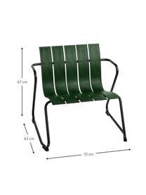 Fauteuil de jardin artisanal Ocean, Vert foncé, noir, larg. 72 x prof. 63 cm