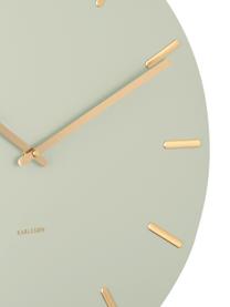 Reloj de pared Charm, Metal recubierto, Verde oliva, dorado, Ø 45 cm