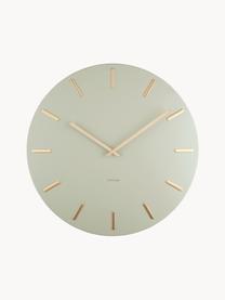 Horloge murale Charm, Métal, enduit, Vert olive, doré, Ø 45 cm