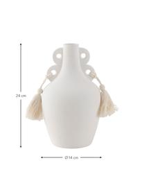 Vase design grès blanc Middle, Grès cérame, Blanc, Ø 14 x haut. 24 cm