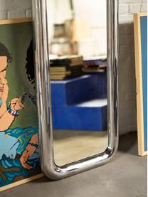 Specchio da terra con cornice in acciaio Chubby, Superficie dello specchio: lastra di vetro, Cornice: acciaio cromato, Argentato, Larg. 53 x Alt. 170 cm