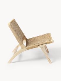 Loungefauteuil Ira met rotan vlechtwerk van essenhout, Frame: massief essenhout, Essenhout, rotan, B 58 x H 69 cm